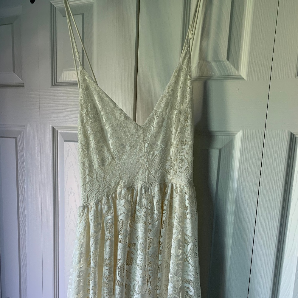 Sam Edelman White Backless Lace Romper